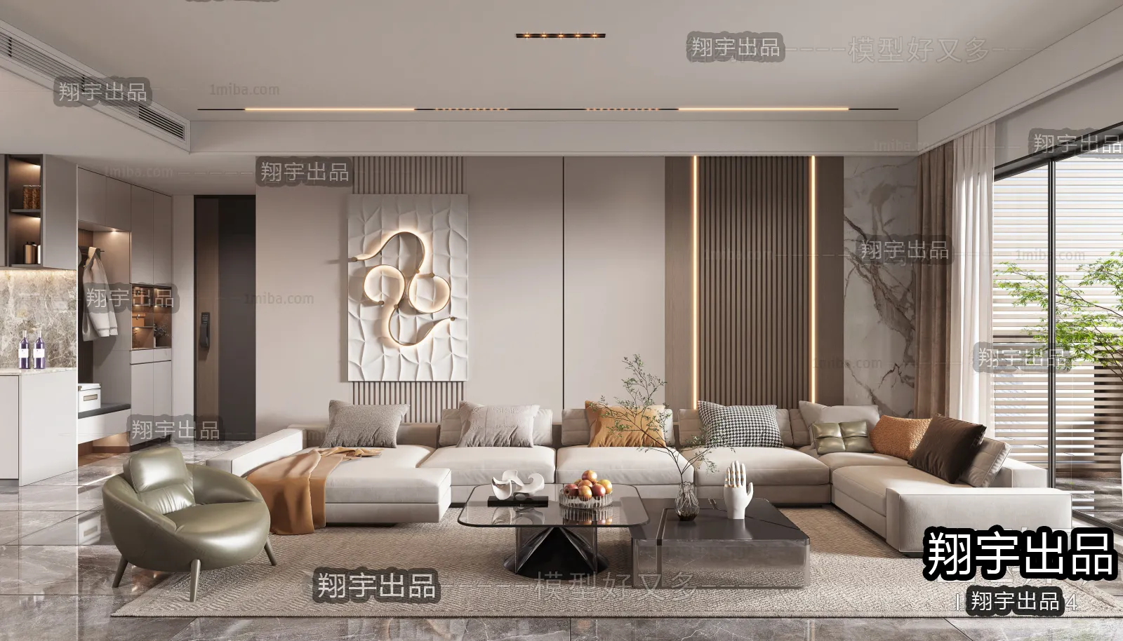 Living Room – Modern Style Interior 3D Scenes – 135