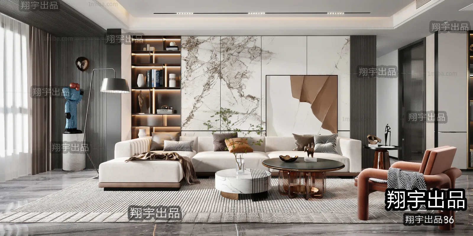 Living Room – Modern Style Interior 3D Scenes – 138