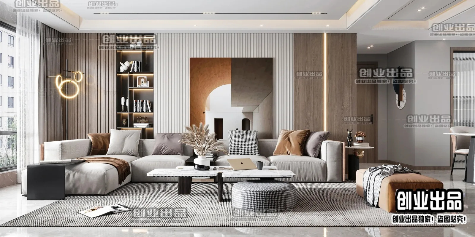 Living Room – Modern Style Interior 3D Scenes – 140