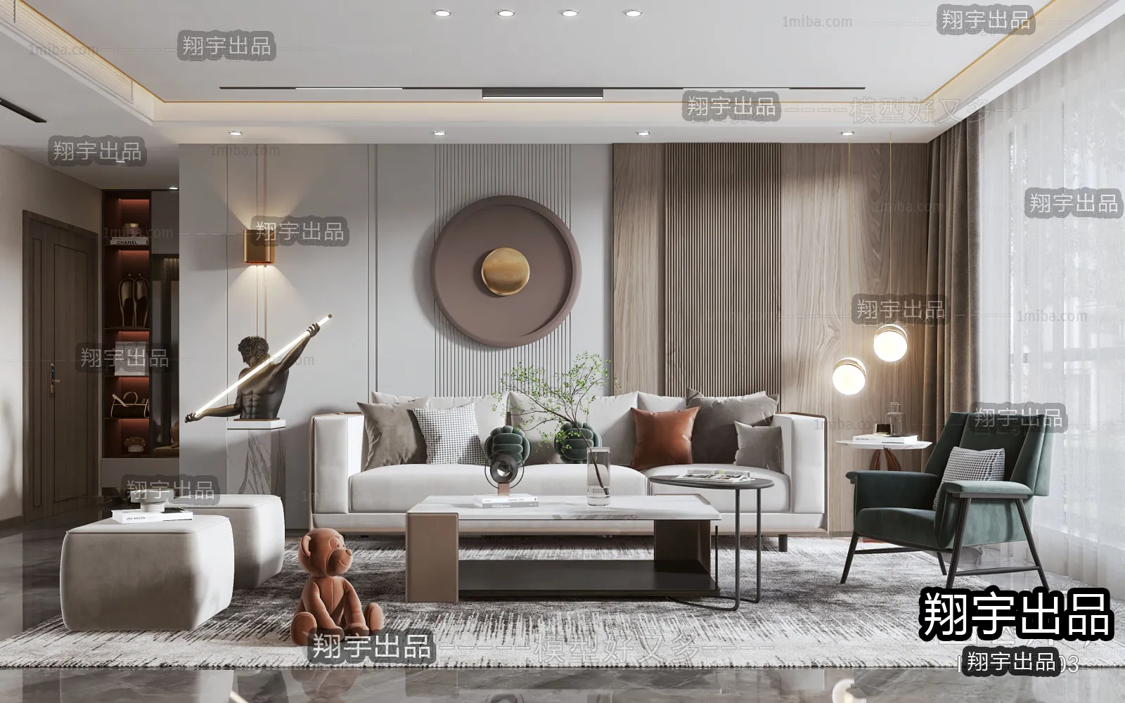 Living Room – Modern Style Interior 3D Scenes – 141