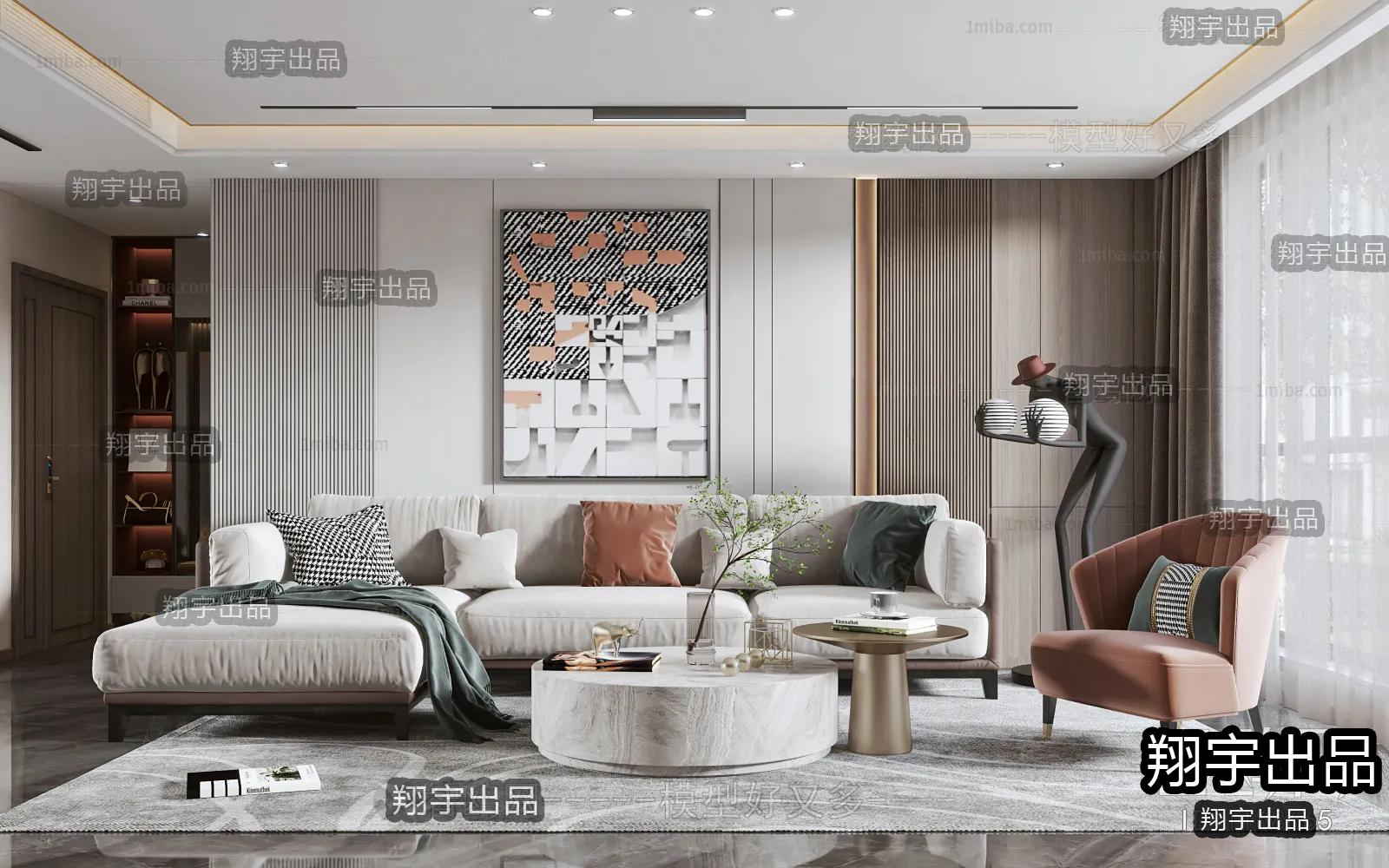 Living Room – Modern Style Interior 3D Scenes – 144