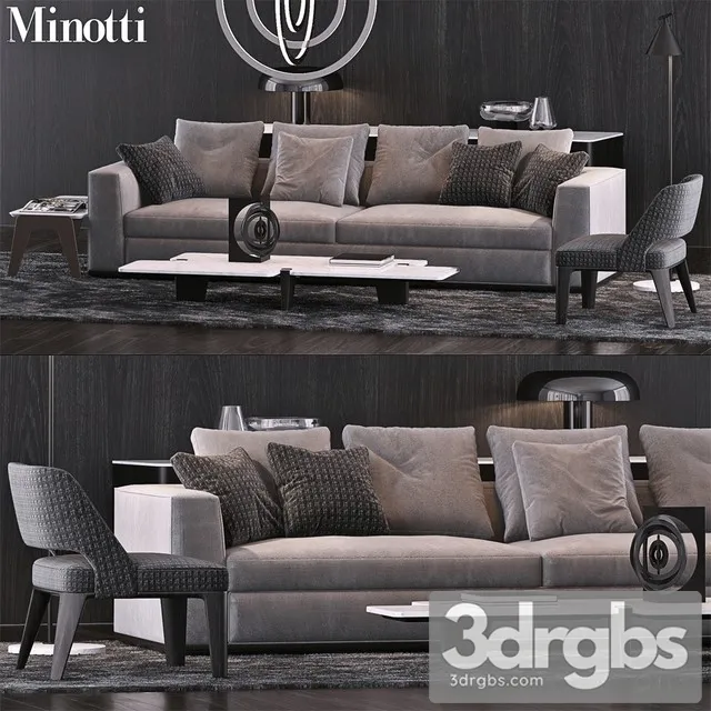 Living Room Set By Minotti 3dsmax Download