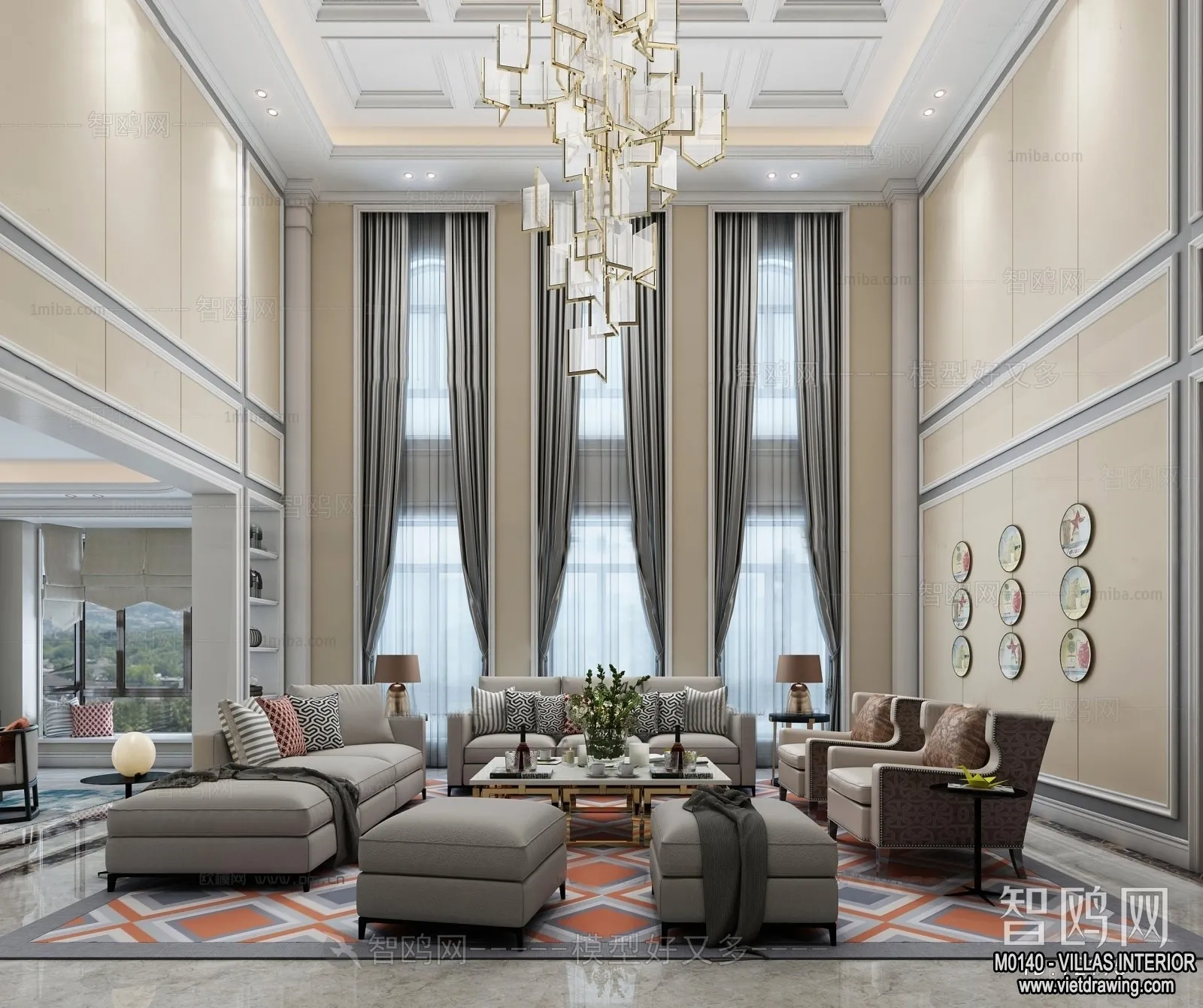 Living Room – Villas 3D Interior Scene – 3D Models – 062