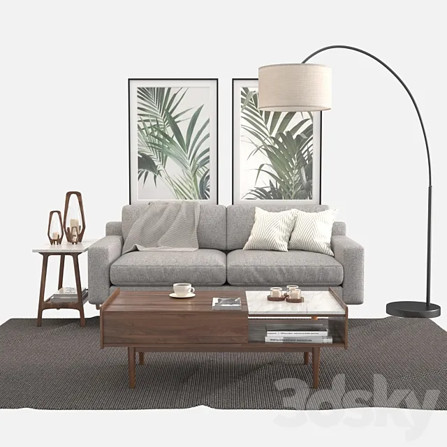 Living Set. West elm 3DSMax File