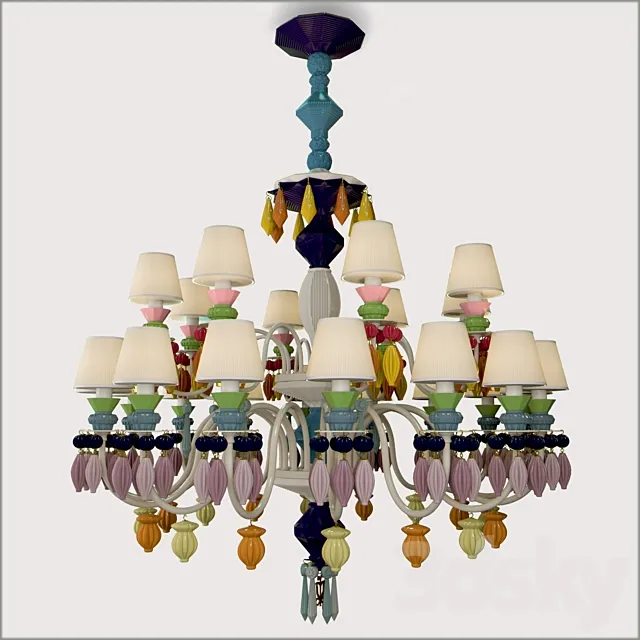 LLADRO _ BELLE DE NUIT CHANDELIER 24L MULTICOLOUR 3DSMax File