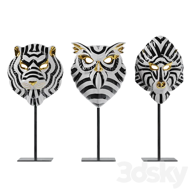 LLADRO SET ANIMAL MASK 3ds Max