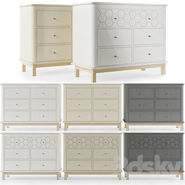 ?llipse-classic \ Classic chest 6 drawers [White. milky. gray] with milling. 3DSMax File