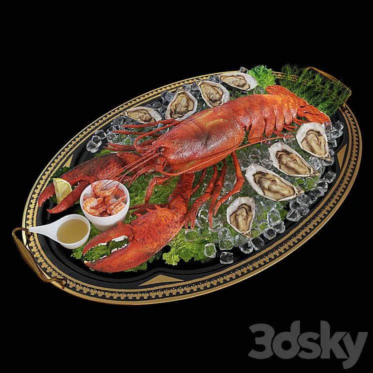 Lobster on a tray 3DS Max Model