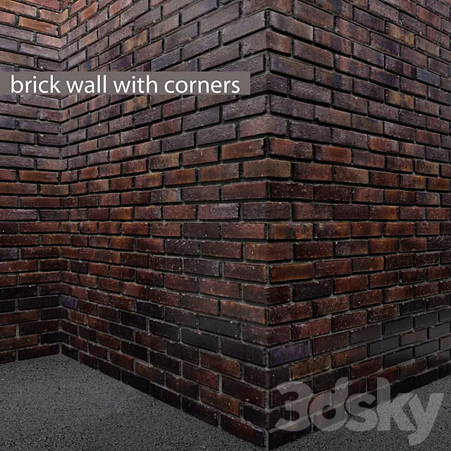 Loft. Brick wall with corners. masonry. brick. loft. decorative. panel. wall. corner. brick 3DSMax File