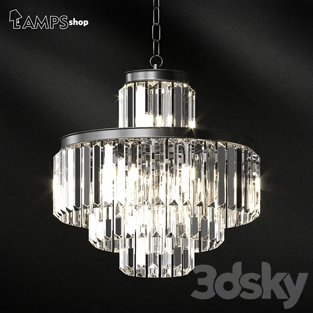 Loft Crystal Lamp 4 Circles 3DS Max Model