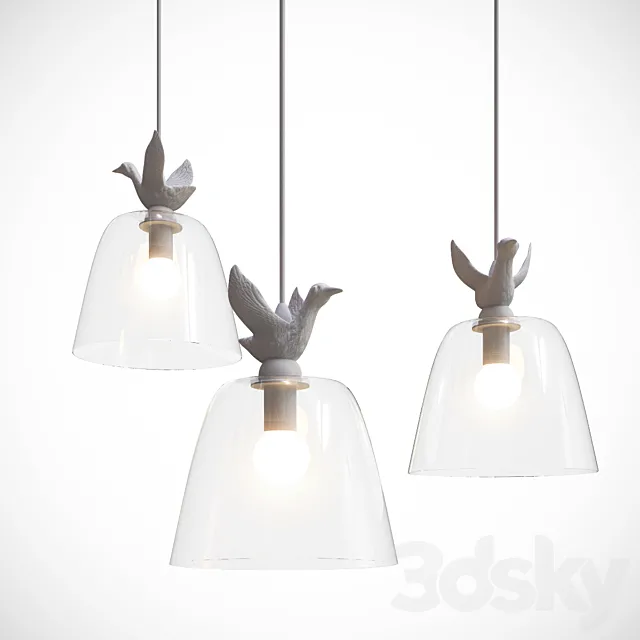 Loft Industry Glass Bird2 Triple 3DS Max Model