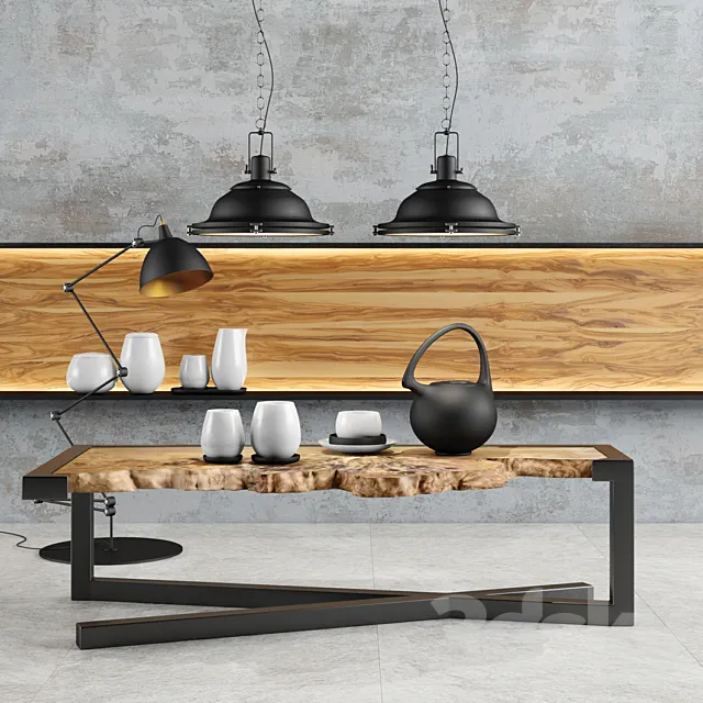 Loft lamp and table set 3ds Max
