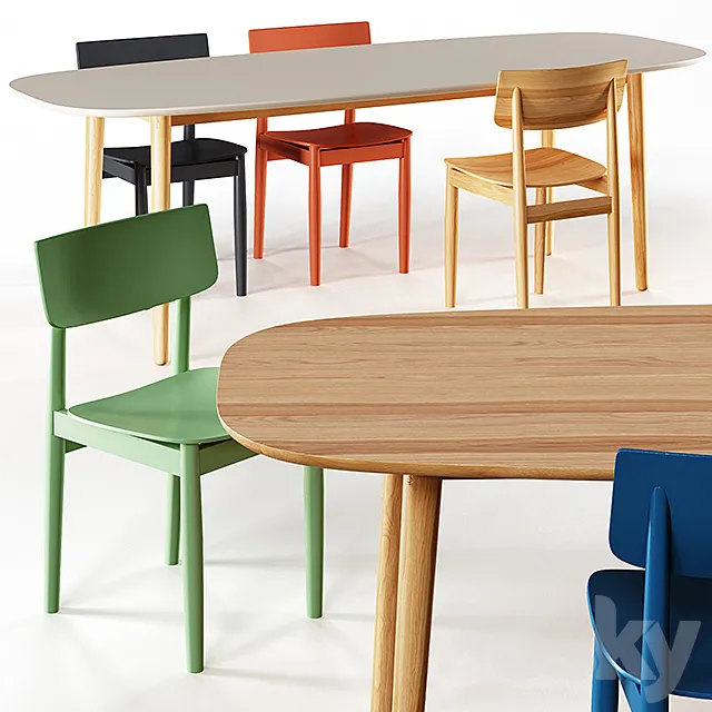 Loft table + chairs 3ds Max