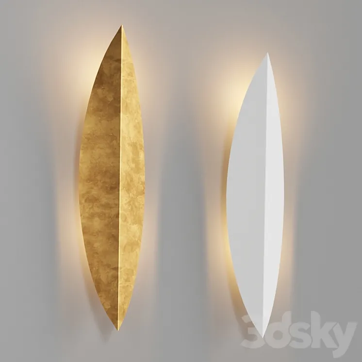 Loftconcept Art Deco Leaf Wall Lamp Gold and White 3DS Max