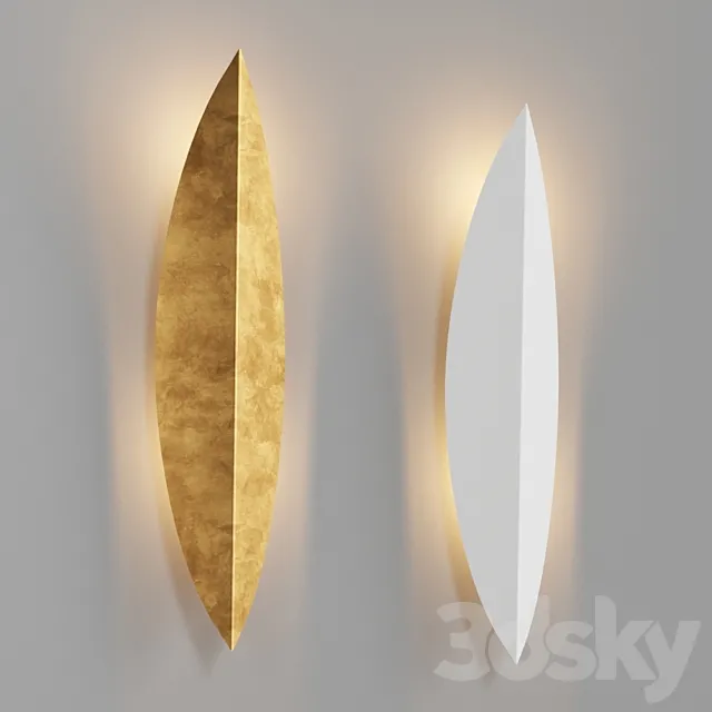 Loftconcept Art Deco Leaf Wall Lamp Gold and White 3DSMax File