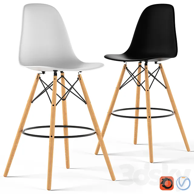 Loftdesigne Stool 3753 – Eames Plastic Stool 3ds Max