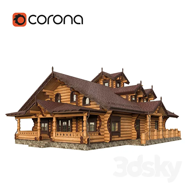 Log cabin chalet Corona 3DSMax File