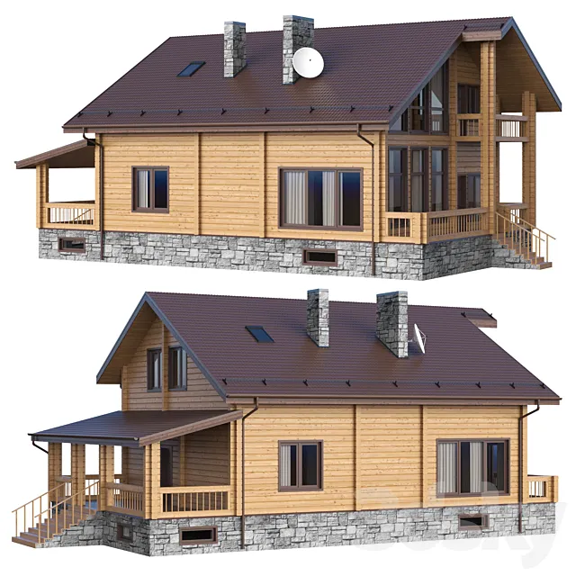 log house 3ds Max