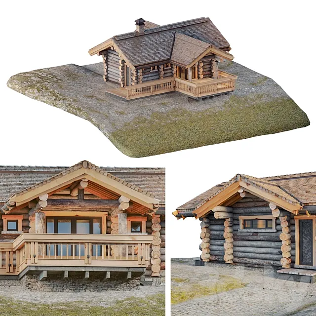 Log house-bath 3ds Max