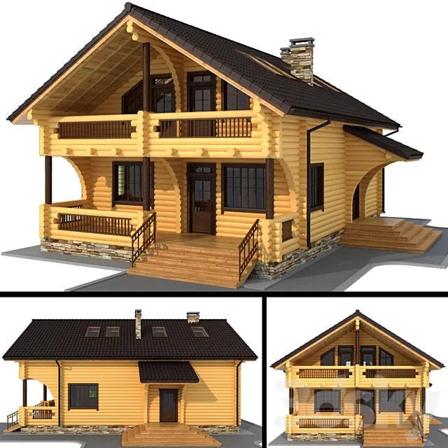 Log house (logs) 3ds Max