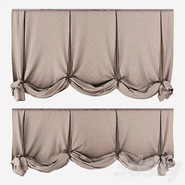 London curtains in two positions 3DSMax File