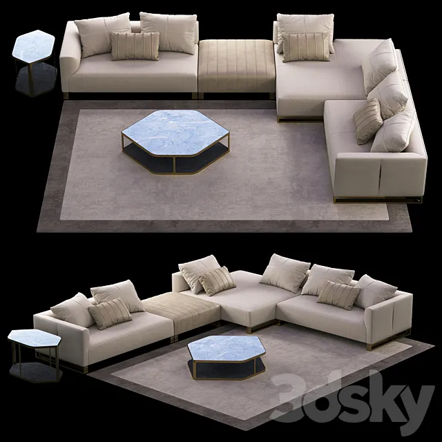 Longhi Fold Sofa 3ds Max
