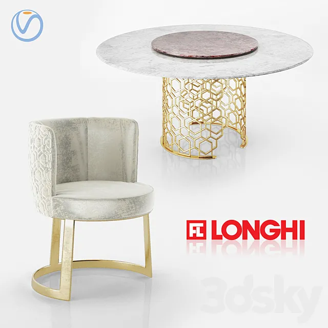Longhi “MANFRED” table and “CLOE” chair 3ds Max