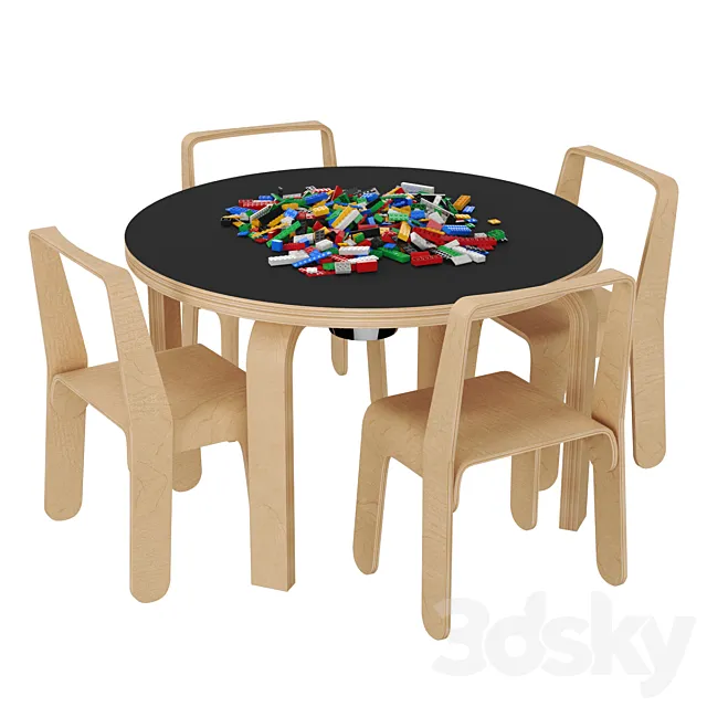 Look Me children table and chair 3ds Max