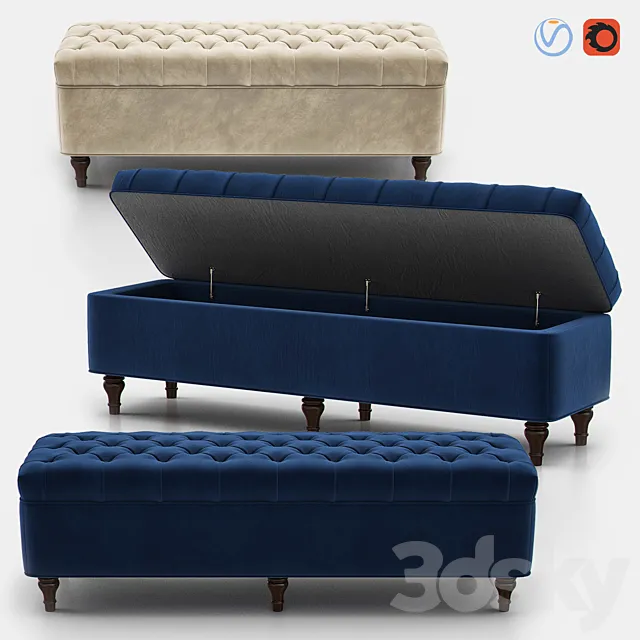 LORRAINE Tufted Storage Bench 3DSMax File