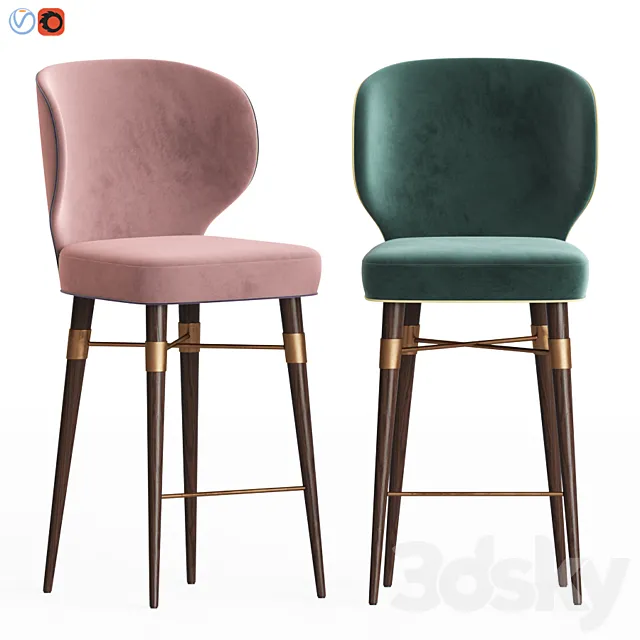 Louis Mid-Century Bar Chair by Ottiu 3DSMax File