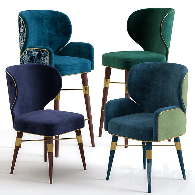 Louis Mid-Century Dining Chairs by Ottiu 3DS Max Model