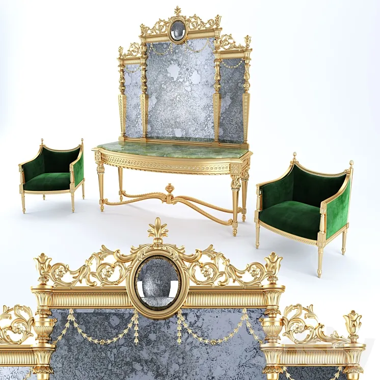 Louis XVI entrance console set 3DS Max