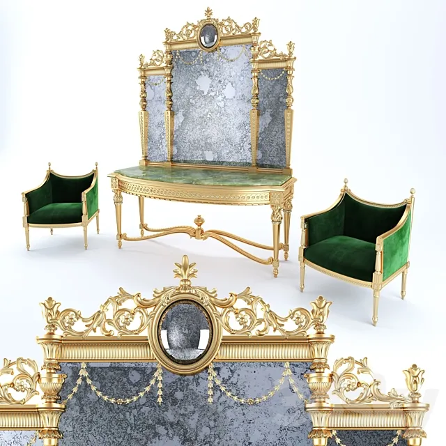 Louis XVI entrance console set 3DSMax File