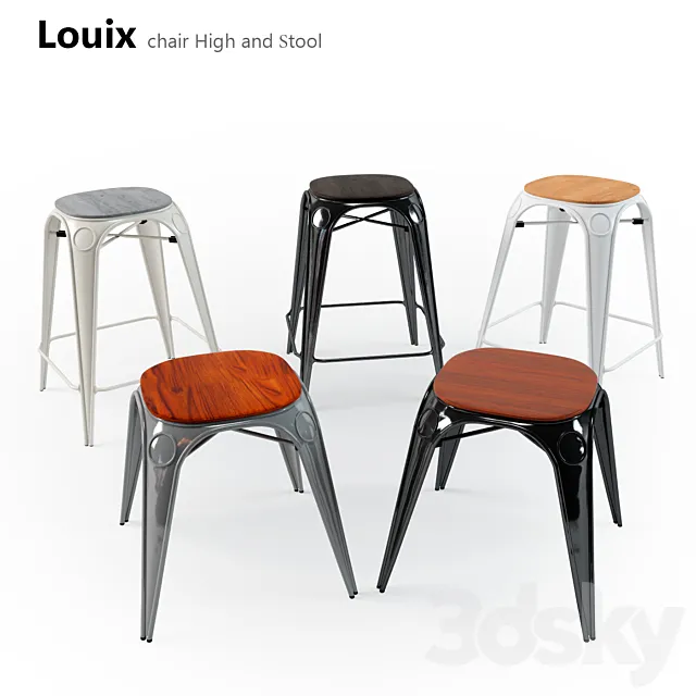 “Louix” chair and taburet_ “Louix” shair High and stool 3DSMax File