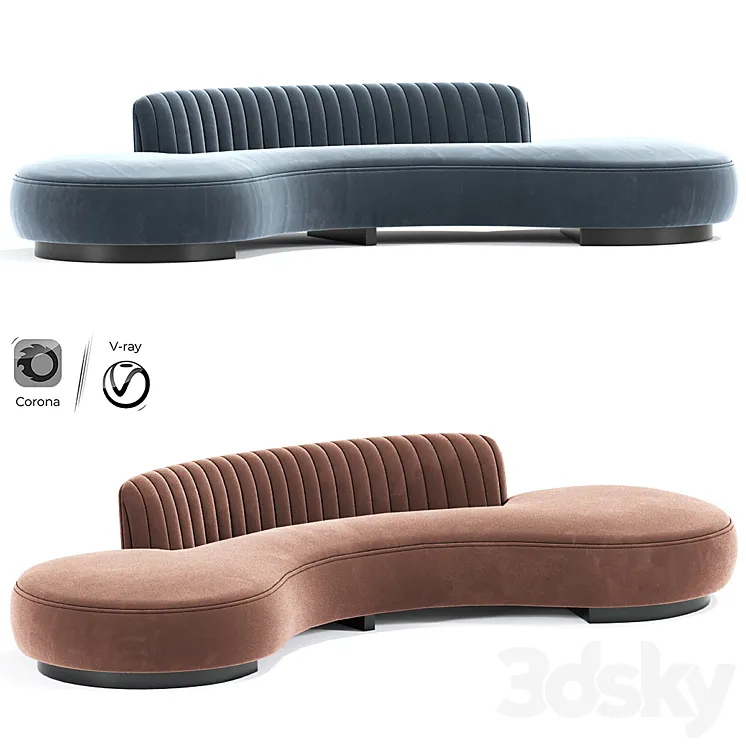 Lounge Curved Sofa 3DS Max Model