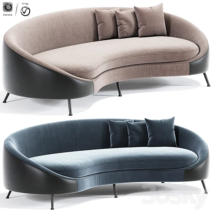 Lounge Curved Sofa 4-Seater 3DS Max
