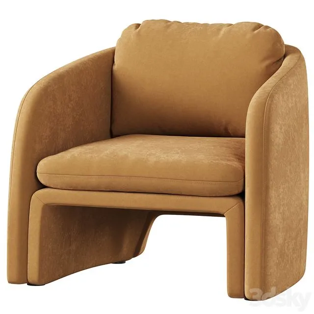 Low chair upholstered in suede Warren 3dsMax Model