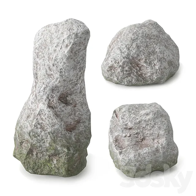 Low Poly Stones Set 01 3dsMax Model