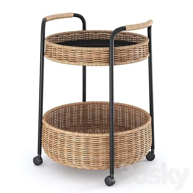 LUBBAN Little table on wheels with a box rattan anthracite from Ikea | LUBBAN Serving cart with storage rattan anthracite by Ikea 3DS Max Model