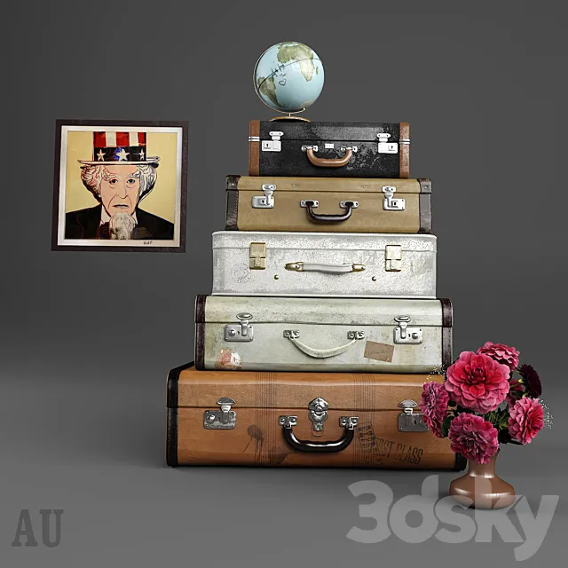 Luggage set and decor 3DSMax File