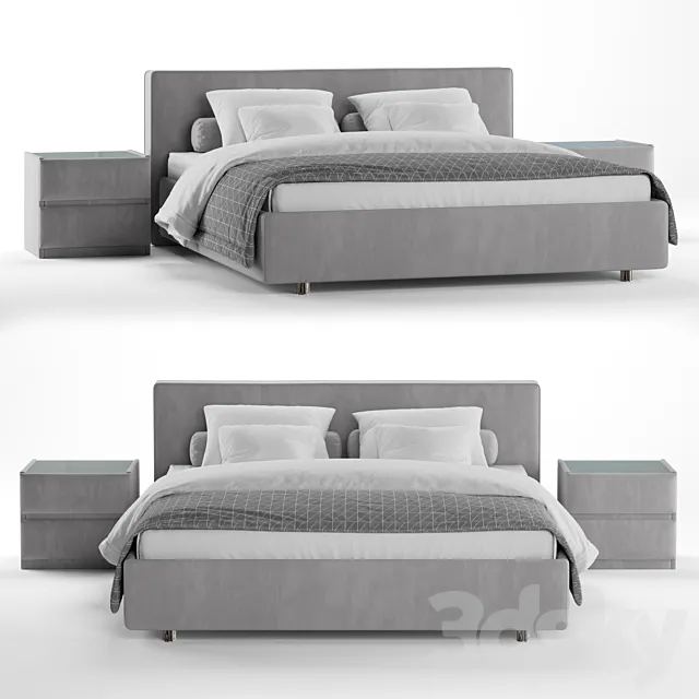 Luiza Grand bed with Oscar side tables 3ds Max