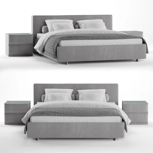 Luiza Grand bed with Oscar side tables 3dsMax Model