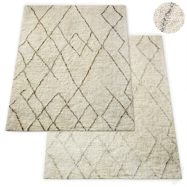 Lumina Sketched Hand-Knotted Wool Shag Rug RH Collection 3DS Max