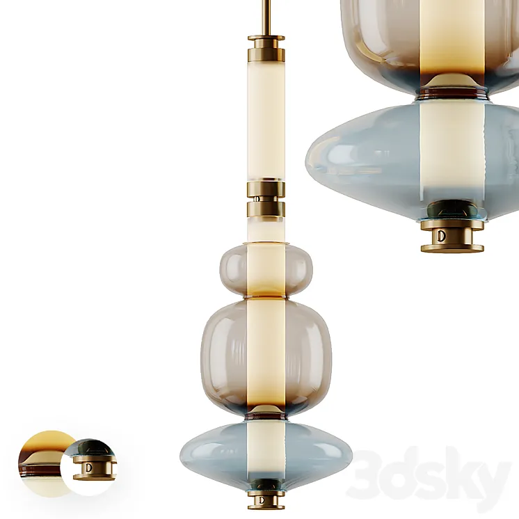 Luna Pendant in Glass and Metal by Gabriel Scott 3dsMax Model