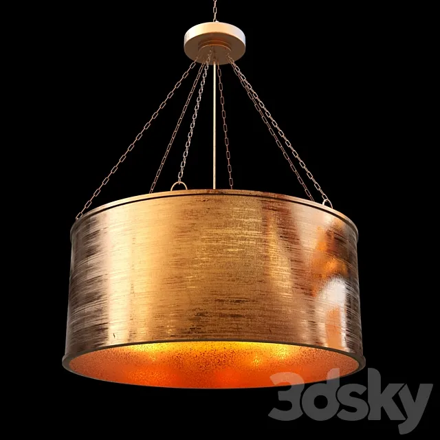 luxe patina metal drum shade pendant 3DS Max Model