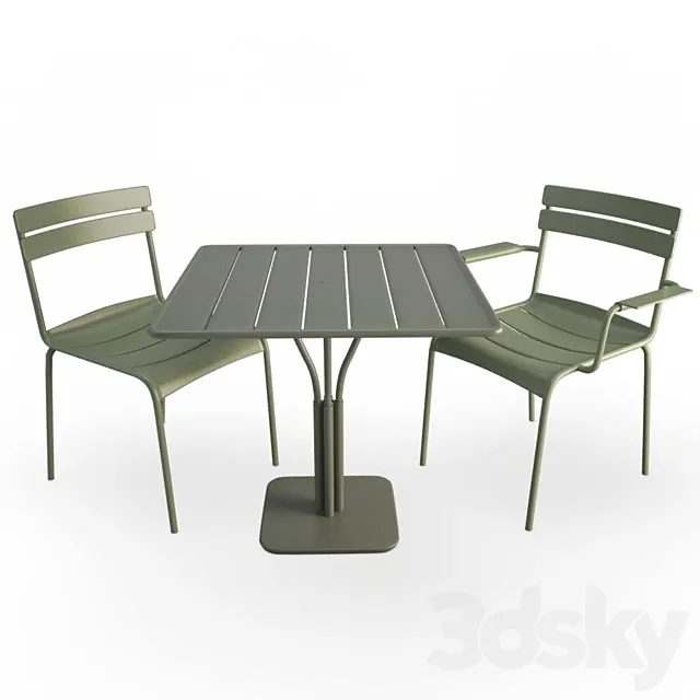 Luxembourg Metallic Table and Chairs 3DS Max Model