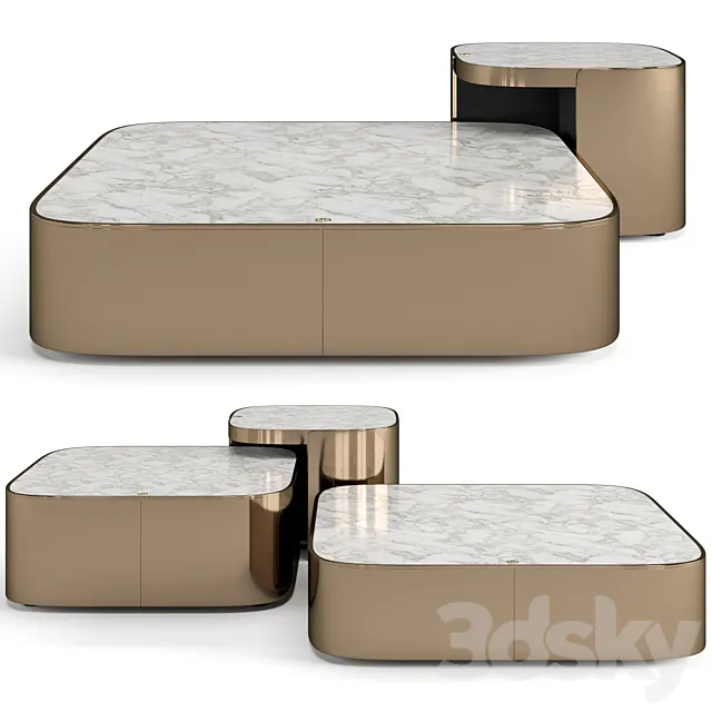 Luxence Luxury Living Parsons coffee tables set 3DS Max Model