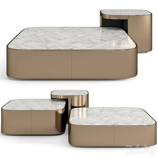 Luxence Luxury Living Parsons coffee tables set 3dsMax Model