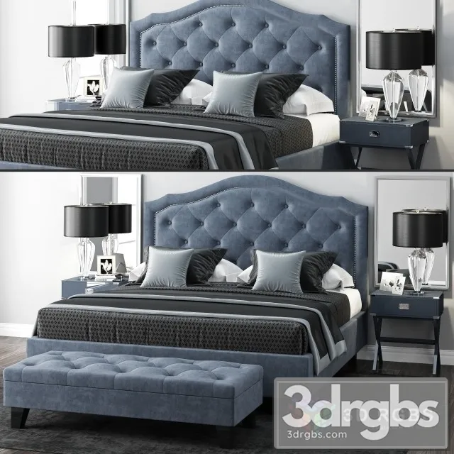 LuXeo Brentwood Queen Tufted Bed 3dsmax Download