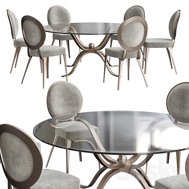 Luxurious Italian Designer Glass Dining Table 3DSMax File